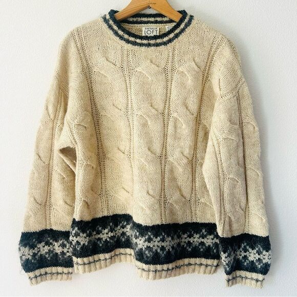 Ann Taylor Sweaters - Ann Taylor LOFT Vintage 90s Scandi Cable Knit Wool Blend Sweater Heritage Size M